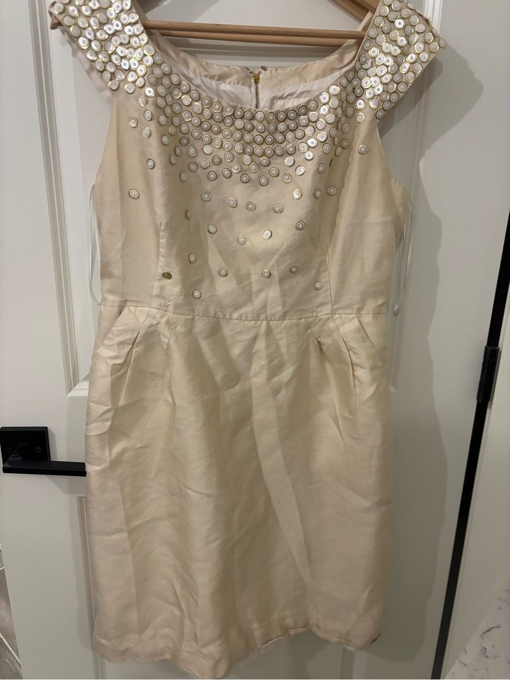 Rare Kate Spade Archival Dress - Y2K Cream Silk Shift w/ Sequin Detail - Size 10